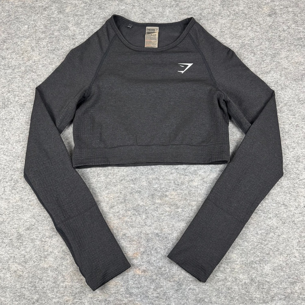 Gymshark Dry Vital Crop Top Cropped Long Sleeve Dark Gray Womens Large L